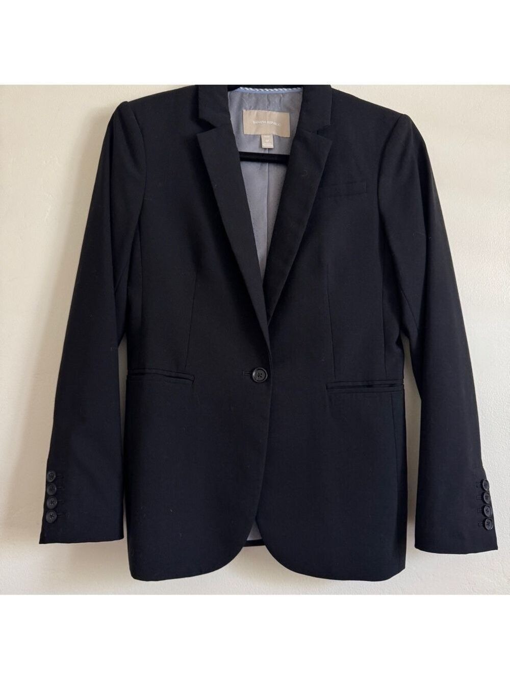 Banana Republic, Slim Fit Wool Suit Blazer, Black Size 6P